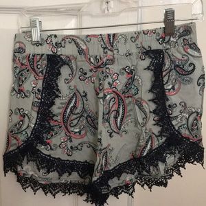 Paisley Printed high waisted shorts